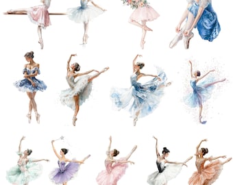 Ballet Dancer PNG Clipart | Watercolor Ballerina Illustrations | Tutu Dress Bundle | Dance Art Graphics for Invitations & Decor