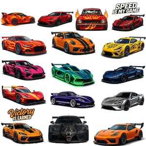 50 high-quality car clipart designs in SVG and PNG formats, featuring racing cars, classic cars, and car stickers. Perfect for t-shirt printing, digital artwork, logos, and custom merchandise. All images come with transparent backgrounds for easy use in various projects. Includes cars PNG bundle, car charms SVG, and race car fonts PNG, making it a versatile pack for DIY crafts and commercial use. Instant download, 300 DPI for professional results.