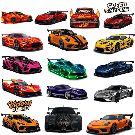 Classic Race Cars Png Clipart Bundle – PNG, Racing & Car Stickers,  Transparent Designs