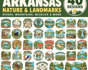 Arkansas Svg Bundle, Arkansas State Png, Natural State Svg, Arkansas Clipart, Ozark Mountains Png, Arkansas Sticker Svg, Lake Life, Fishing