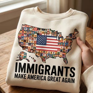 Immigrants Make America Great Again PNG, Diversity Map USA Flag, Social Justice Shirt, Political Protest, Anti Racism, Digital Download