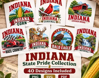 Indiana Svg Bundle, Indiana State Png, Indiana Clipart, Hoosier State Svg, Indiana Home Svg, Midwest Farm Png, Peony Flower Svg, Tulip Tree