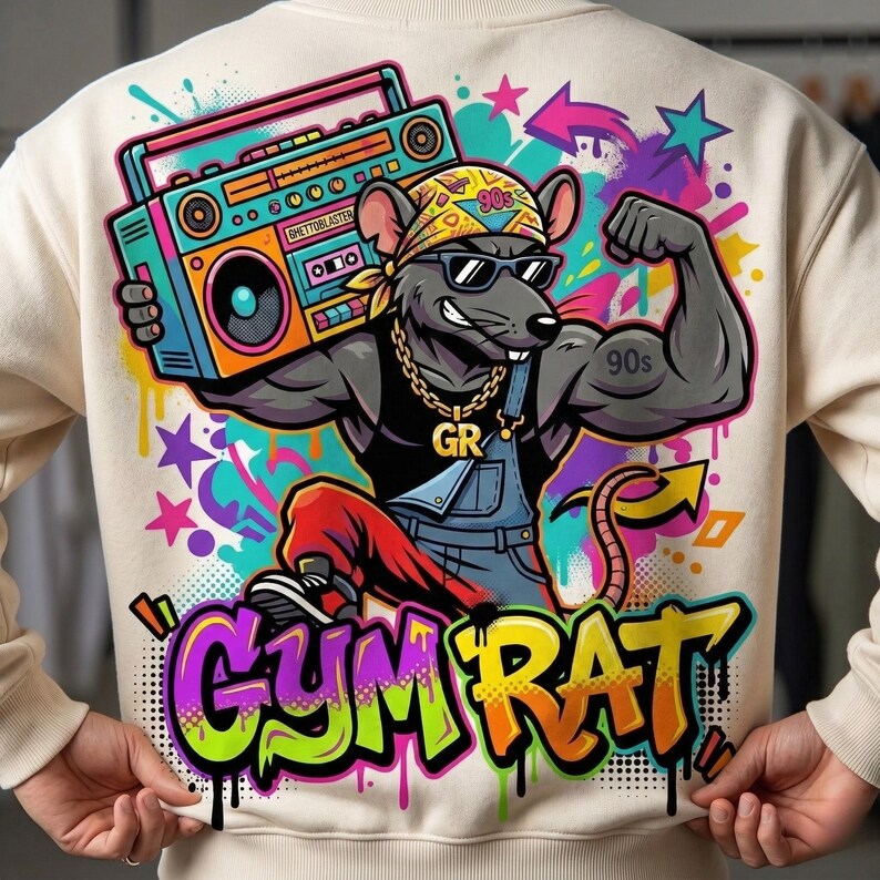 Retro Gym Rat Png Graffiti Clipart Muscular Fitness Hip Hop Workout ...