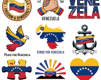 Free Venezuela Clipart Bundle PNG | Support Venezuela Freedom Designs | Venezuelan Flag Map Peace Dove Sublimation | Digital Download Print