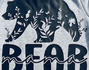 Mamá osa PNG, Oso botánico PNG, Silueta de oso PNG, Mamá osa floral PNG, Día de la Madre PNG, Camiseta de mamá osa PNG, Mamá naturaleza PNG Regalo para mamá