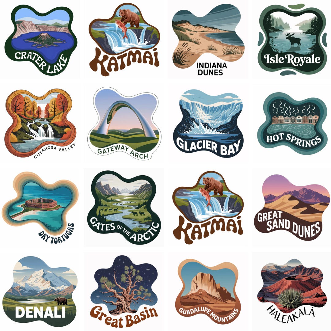 National Park PNG Bundle, 15 Retro Travel Sublimation Designs, US Parks ...