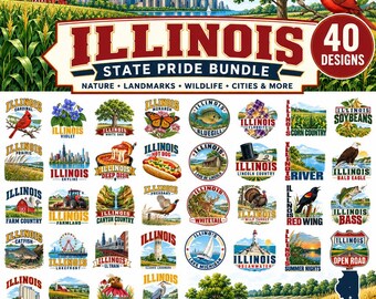 Illinois Svg Bundle, Illinois State Png, Chicago Skyline Svg, Illinois Clipart, Land Of Lincoln Png, Midwest Sticker Svg, Farm Country, Corn