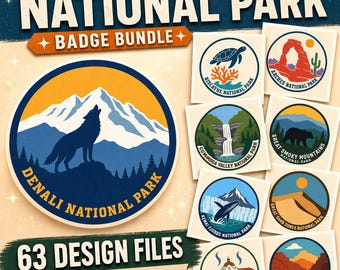 National Park Svg Badge Bundle, Round Park Emblem Png Clipart, Explorer Patch Design, Tumbler Wrap Graphic, Laser Engrave File, US Parks