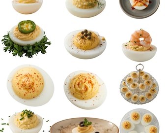 Deviled Eggs PNG Bundle | Realistic Egg Food Clipart | Kitchen & Recipe Graphics | Digital Download