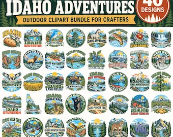 Idaho Svg Bundle, Idaho State Png, Idaho Clipart, Gem State Svg, Idaho Shirt Png, Idaho Home Svg, Mountain Adventure Png, Trout Fishing Svg