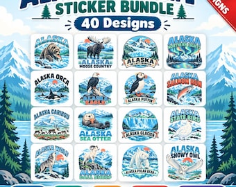 Alaska Svg Bundle, Alaska Sticker Png, Alaskan Wildlife Clipart, Alaska Cruise Shirt Png, Last Frontier Svg, Northern Lights Png, Orca Whale