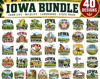Iowa Svg Bundle, Iowa State Png, Iowa Clipart, Corn State Svg, Iowa Farm Png, Red Barn Clipart, Barn Quilt Svg, Sweet Corn Png, Midwest Farm