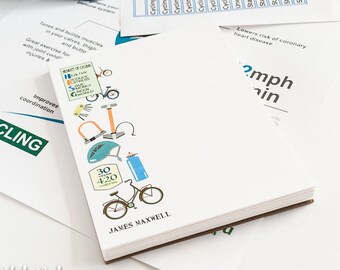 Bicycle Personalized Notepad/ Cyclist Notepad