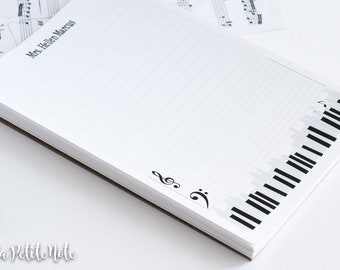 Personalized Piano Teacher Notepad: Custom Music Stationery
