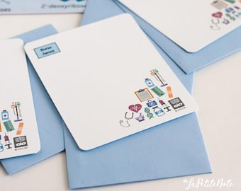 Nurse, Doctor, Health Workers Stationery Set: Nurse Gift, Flat Cards & Envelopes
