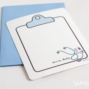 Cartes plates pour infirmières/médecins (personnalisées) : lot de 12 avec enveloppes