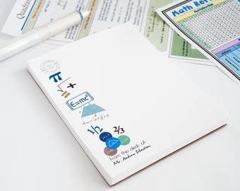 Personalized Math Teacher Notepad, Equations & Formulas