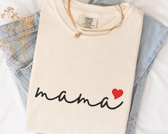 Embroidered Mama Tee, Personalized Mother Shirt, Comforts Color, Mother's Day Gift T-shirt