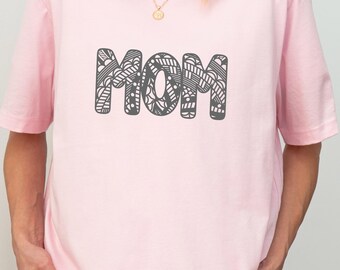 Mom Shirt, Mama Gift, Mother Day Tee, Floral Letter Mom T-Shirt