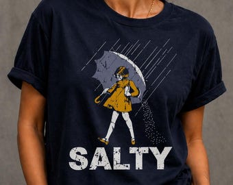 Salty Graphic T-Shirt Vintage Style Women Tee Retro Rain Girl Shirt Gift