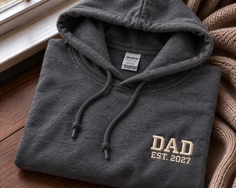 Personalized Dad Hoodie, Embroidered Dad Sweatshirt, Custom Est Year