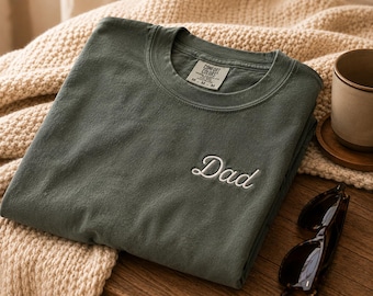 Embroidered Dad Shirt, Minimal Father’s Day Tee, Custom Dad Gift, Comfort Colors Embroidery Shirt