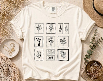 Comfort Colors Floral Shirt, Vintage Botanical T-Shirt, Minimal Flower Tee, Cottagecore Shirt, Aesthetic Nature Shirt, Gift For Her