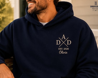 Custom Dad Hoodie, Embroidered Dad Sweatshirt, Personalized Father Hoodie, Papa Gift, Grandpa Hoodie, Est Year Hoodie