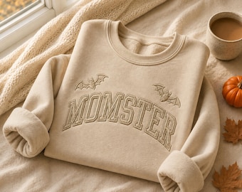 Personalized Momster Dadcula Sweatshirt, Embroidered Halloween Sweatshirt, Matching Mom Dad Hoodie, Custom Embroidery Gift