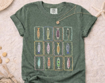 Sardines Graphic Shirt, Comfort Colors Top, Tinned Fish Design, Beach Outfit, Ocean Lover Gift