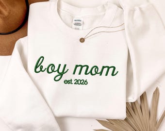 Boy Mom Est Sweatshirt – Personalized Year Crewneck – New Mother Shirt