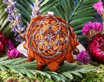 Natural Pinecone Pendant with Silver Seed of Life by Third Eye Pinecones (Medium)