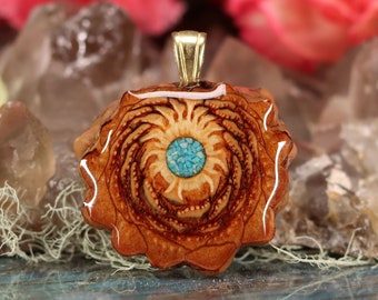 Pinecone Pendant with Glowing Crushed Turquoise (Mini) by Third Eye Pinecones