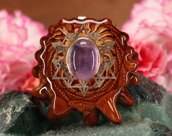 Pinecone Pendant with Fluorite and Gold 64 Star Tetrahedron (Large) by Third Eye Pinecones