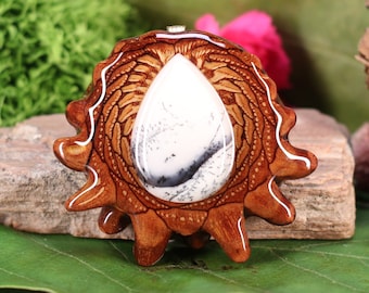 Pinecone Pendant with Dendritic Opal (Large) by Third Eye Pinecones