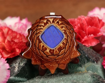 Pinecone Pendant with Blue Morpho Butterfly Wing (Large) by Third Eye Pinecones