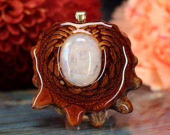 Pinecone Pendant with Moonstone (Medium) by Third Eye Pinecones