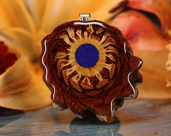 Pinecone Pendant with Crushed Lapis (Glows) (Medium) by Third Eye Pinecones