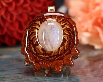 Pinecone Pendant with Moonstone (Small) by Third Eye Pinecones