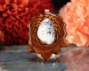 Pinecone Pendant with Dendritic Opal (Medium) by Third Eye Pinecones