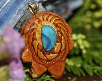 Pinecone Pendant with Opal (Australian Blue) (Mini) by Third Eye Pinecone