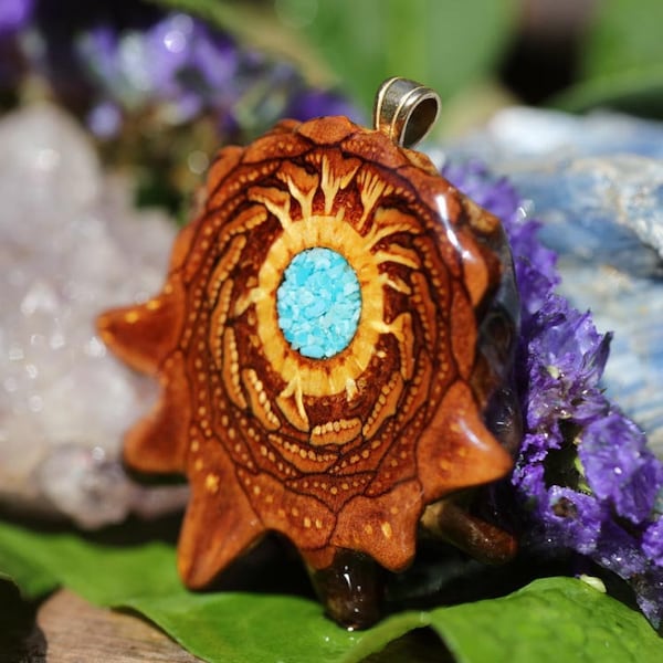 Glowing Crushed Turquoise (Medium) Third Eye Pinecone Pendant