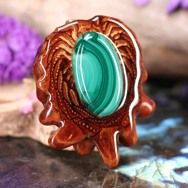 by Third Eye Pinecone Pinecone Pendant with Malachite Large