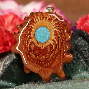 Pinecone Pendant with Glowing Crushed Turquoise Medium by Third Eye Pinecones image 2