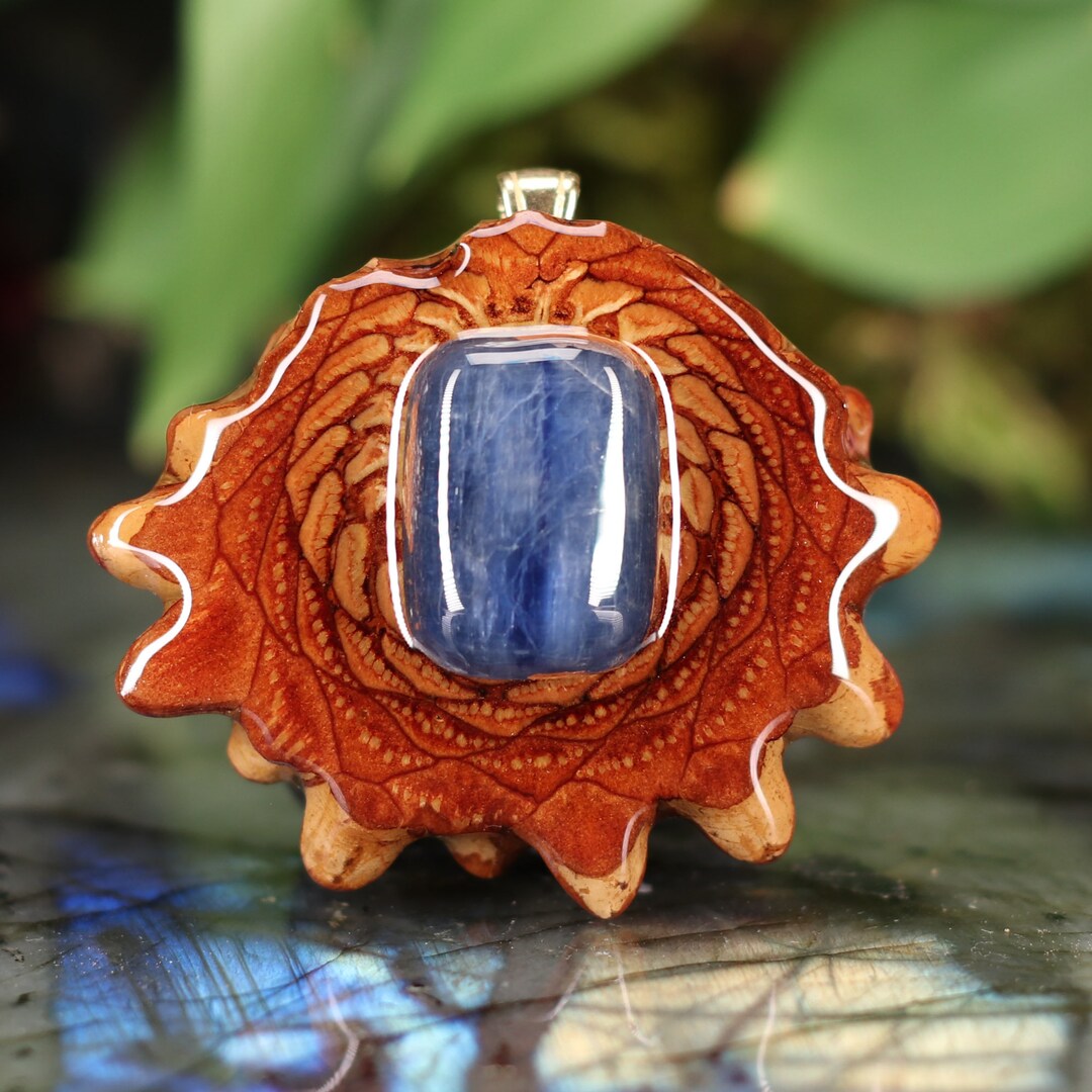 Pinecone Pendant With Blue Kyanite medium by Third Eye Pinecones Etsy