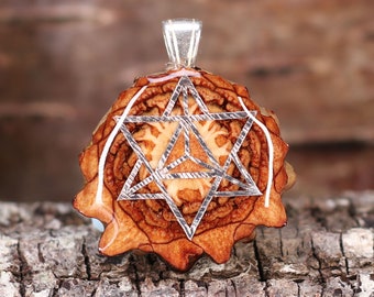 Natural Pinecone Pendant with Silver Merkaba (Mini) by Third Eye Pinecones