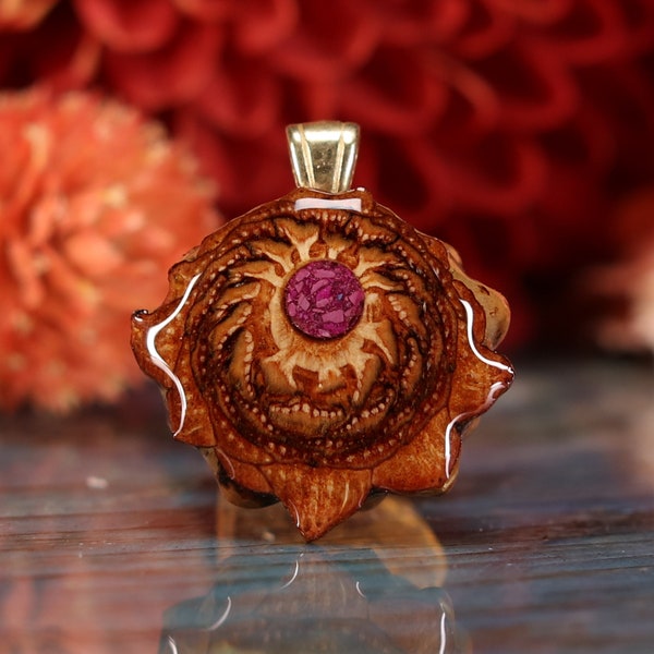 Pinecone Pendant with Glowing Crushed Sugilite (Mini) by Third Eye Pinecones