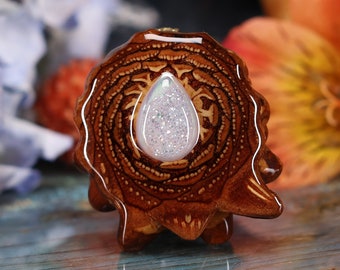 Pinecone Pendant with Druzy Quartz (Medium) by Third Eye Pinecones