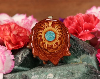 Pinecone Pendant with Glowing Crushed Turquoise (Medium) by Third Eye Pinecones