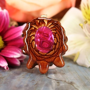 Pinecone Pendant with Paua Shell (Pink) (Small) by Third Eye Pinecone